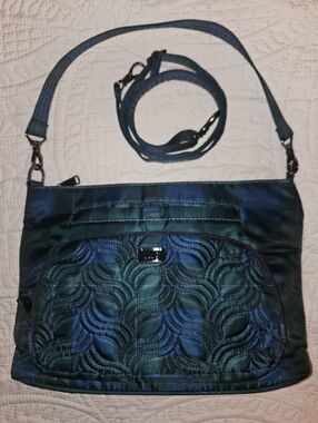 Lug Samba XL Shoulder Bag, Built In Wallet & Crossbody Strap In Pop Plaid Navy